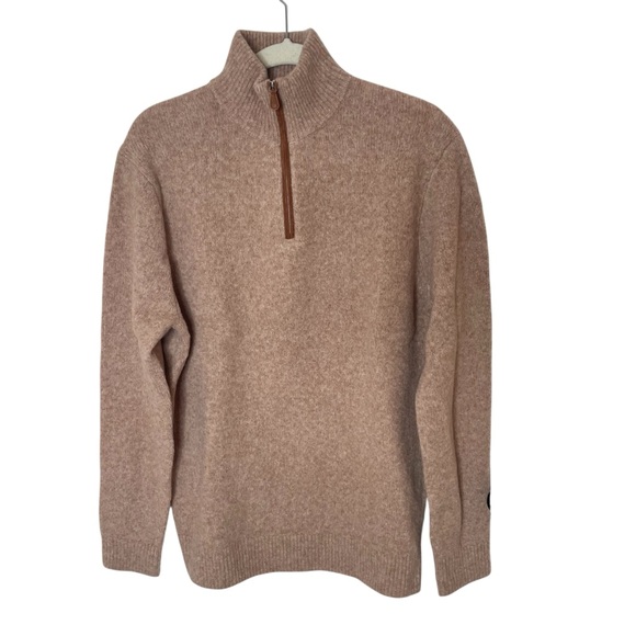 NWT Collars & Co Balmoral Camel Brown Quarter Zip Luxury Wool Sweater Large - Picture 5 of 10